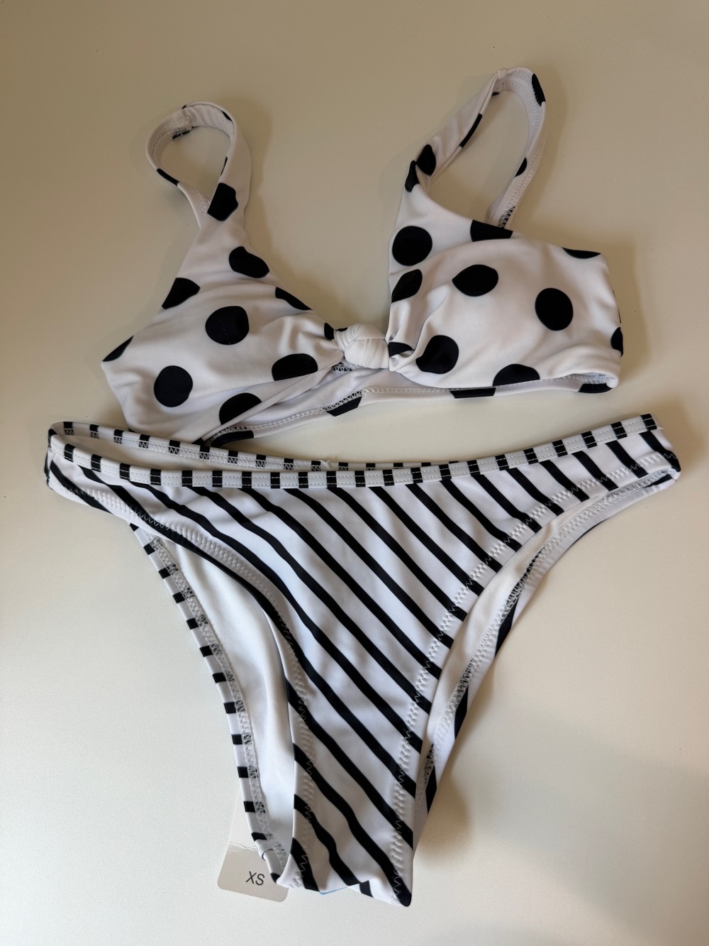 Cupshe Black and White Polka Dot/Striped Bikini